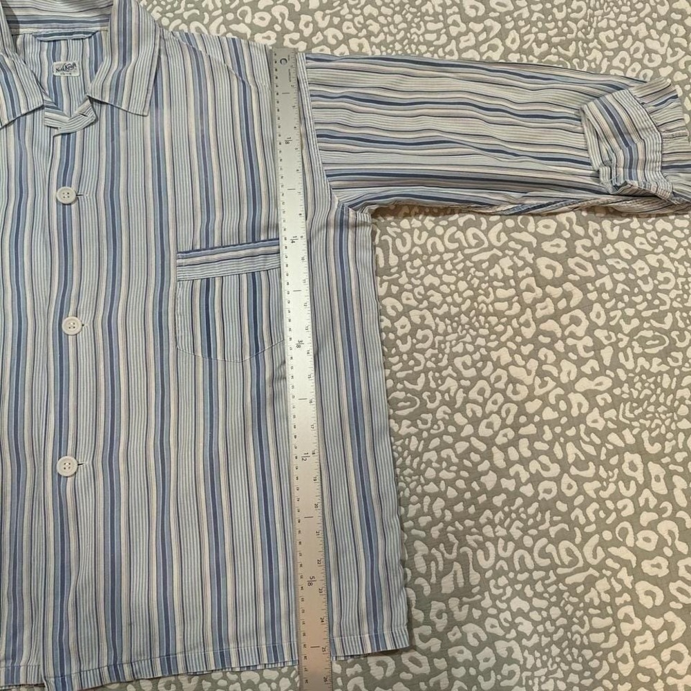 Nite Kraft Vintage 1940s Blue & white striped long sleeve button up top - Picture 4 of 8